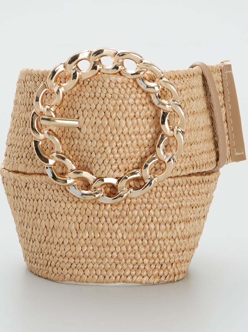 Ceinture rafia avec boucle dorée Beige - Kiabi