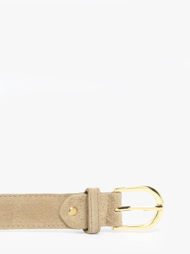 Ceinture Réglable Cuir Milano Cuir De Vachette Beige - Kiabi