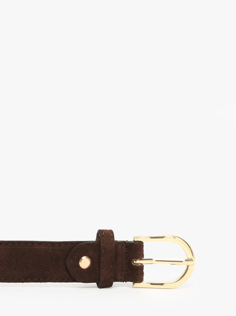 Ceinture Réglable Cuir Milano Cuir De Vachette Noir Rouge Noir - Kiabi