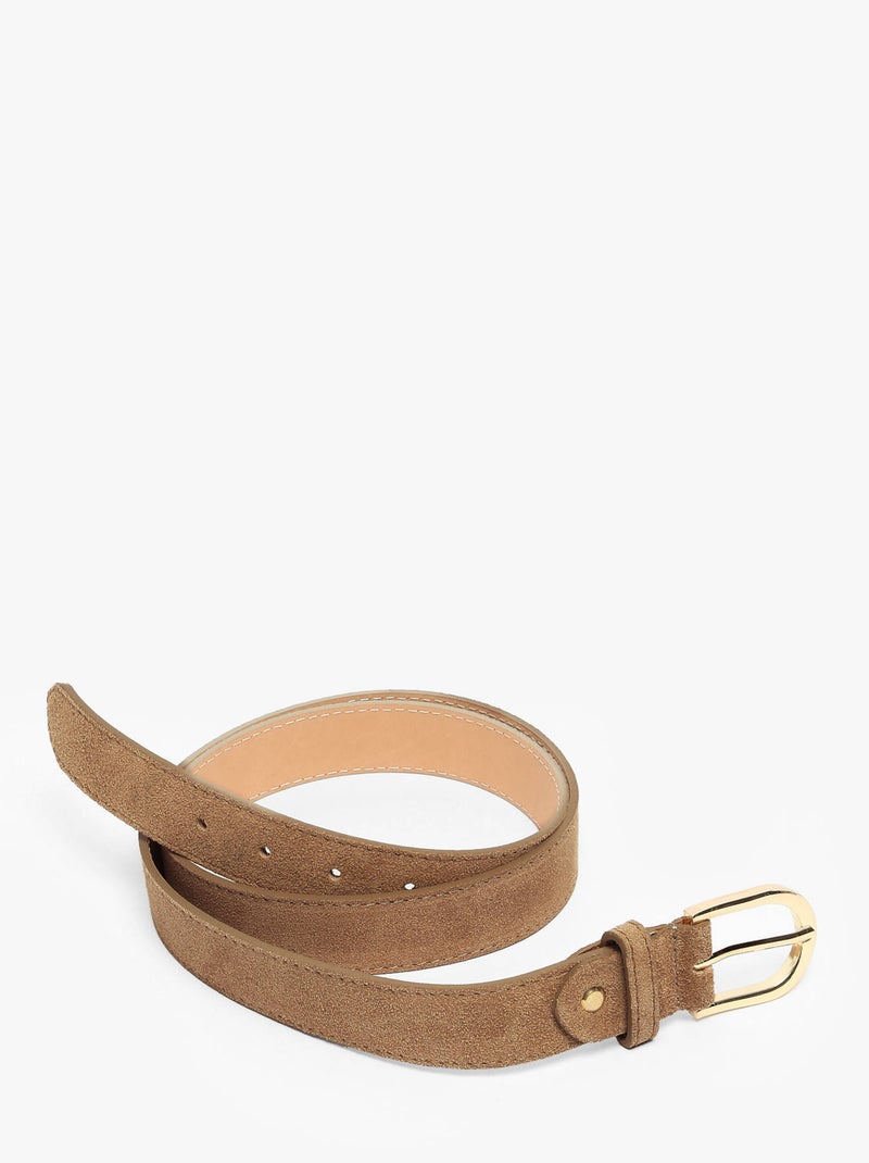 Ceinture Réglable Cuir Milano Cuir De Vachette Taupe - Kiabi