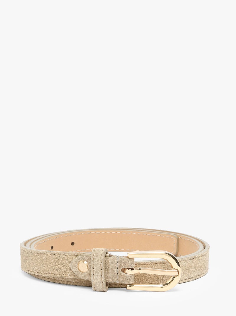 Ceinture Réglable Milano Cuir De Vachette Beige - Kiabi