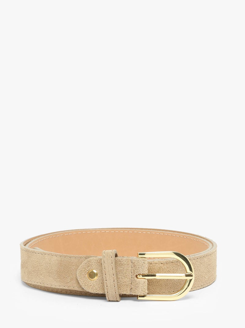 Ceinture Réglable Milano Cuir De Vachette Beige - Kiabi