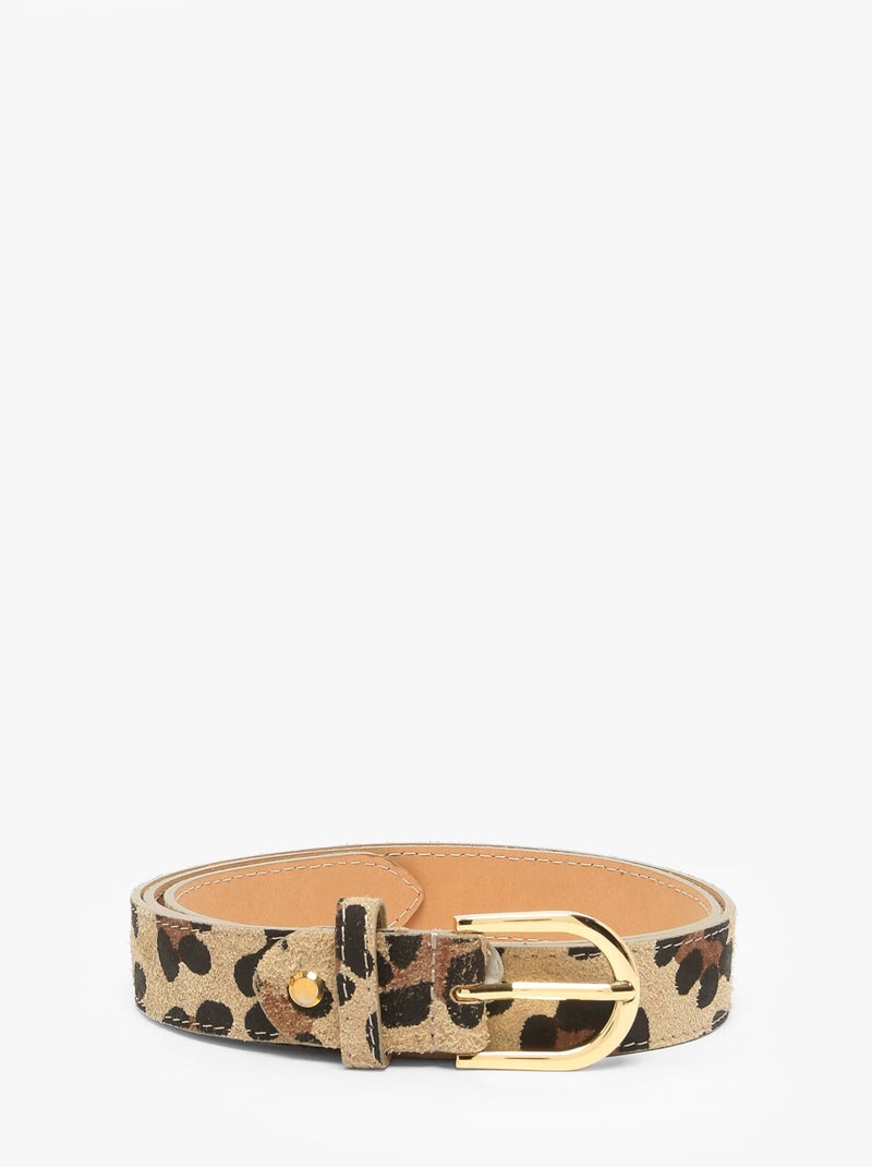 Ceinture Réglable Milano Cuir De Vachette Beige/Noir - Kiabi