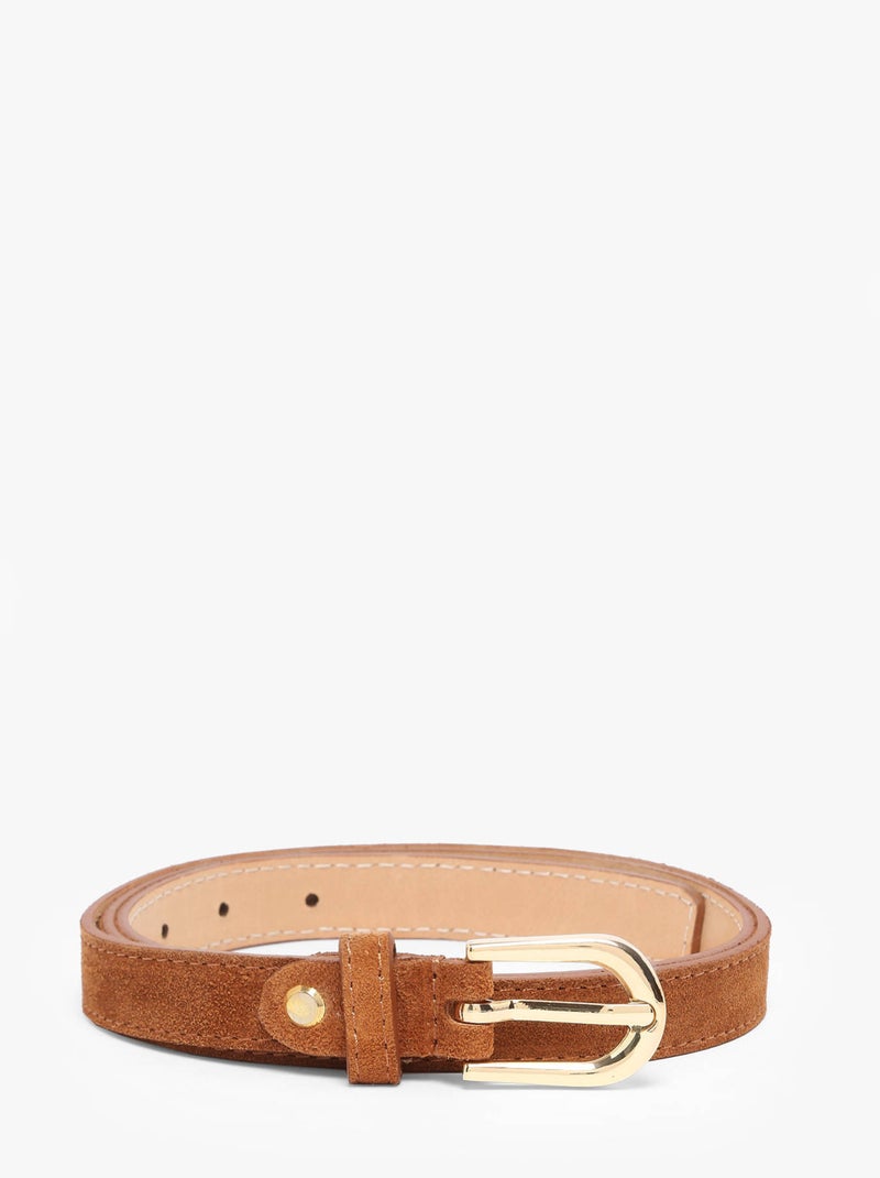 Ceinture Réglable Milano Cuir De Vachette Marron tabac - Kiabi