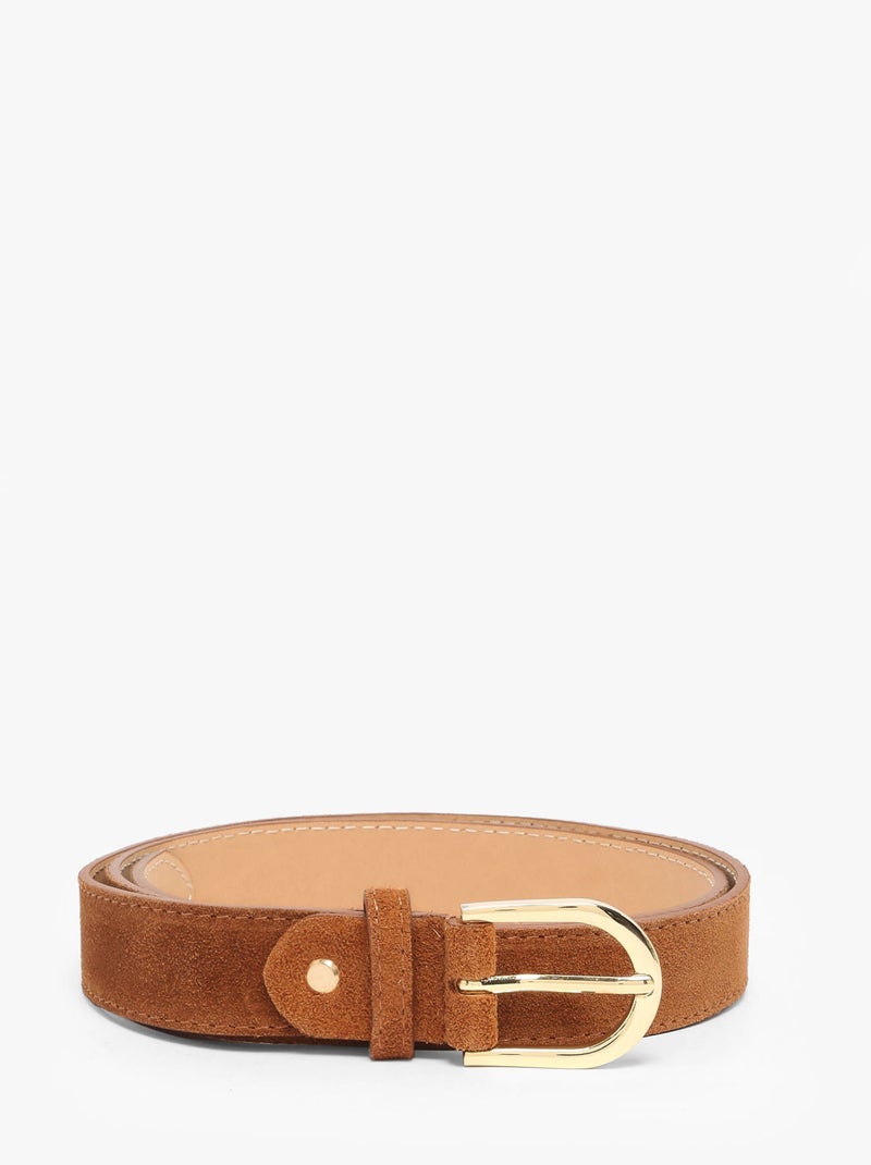 Ceinture Réglable Milano Cuir De Vachette Marron tabac - Kiabi