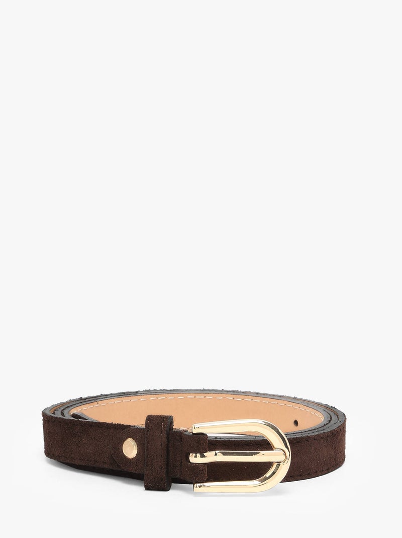 Ceinture Réglable Milano Cuir De Vachette Noir Rouge Noir - Kiabi
