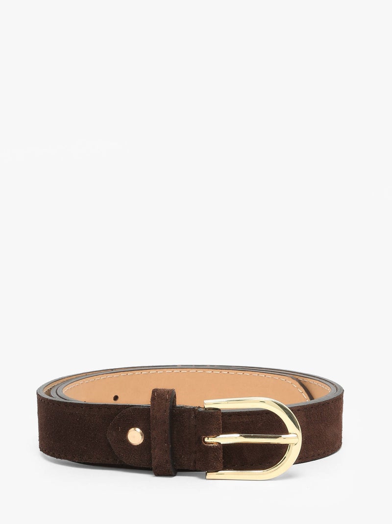 Ceinture Réglable Milano Cuir De Vachette Noir Rouge Noir - Kiabi