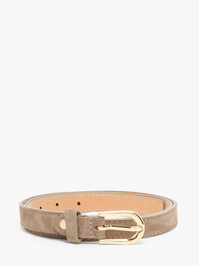 Ceinture Réglable Milano Cuir De Vachette Taupe - Kiabi