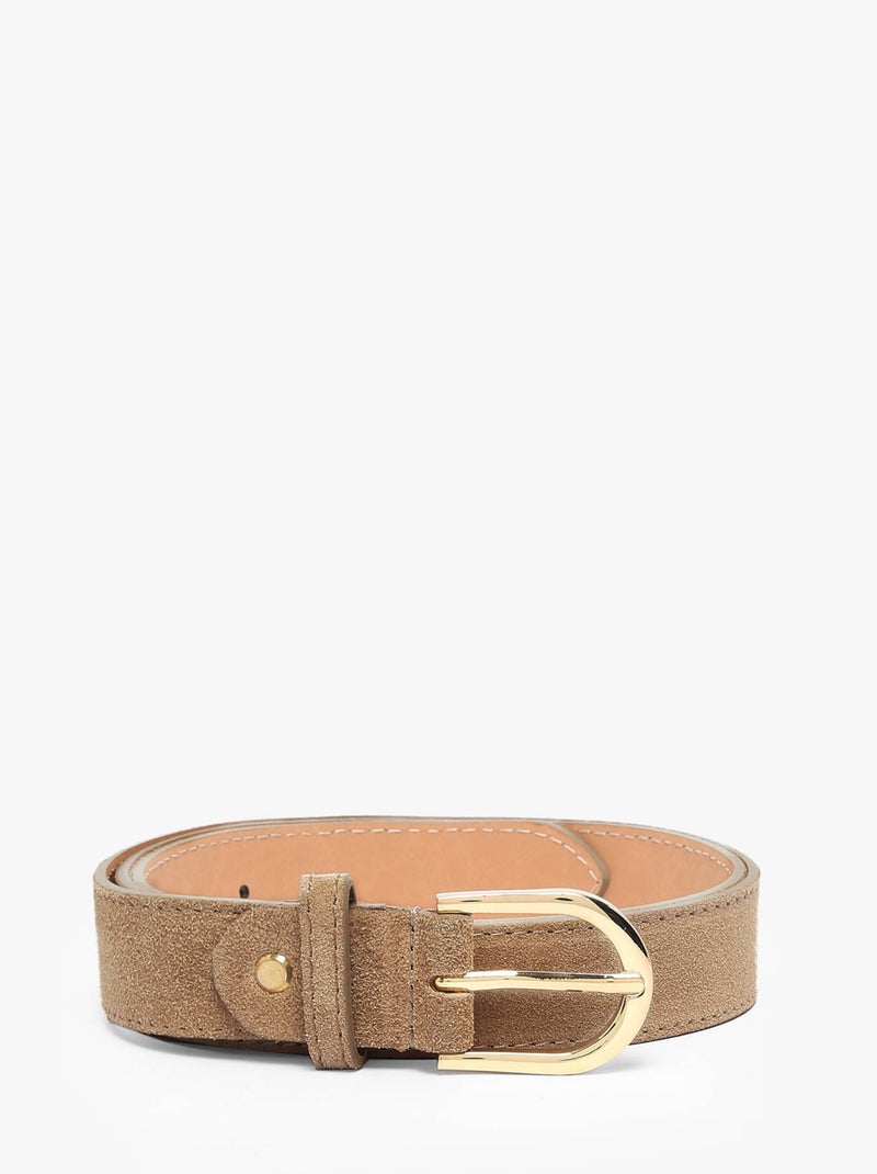 Ceinture Réglable Milano Cuir De Vachette Taupe - Kiabi