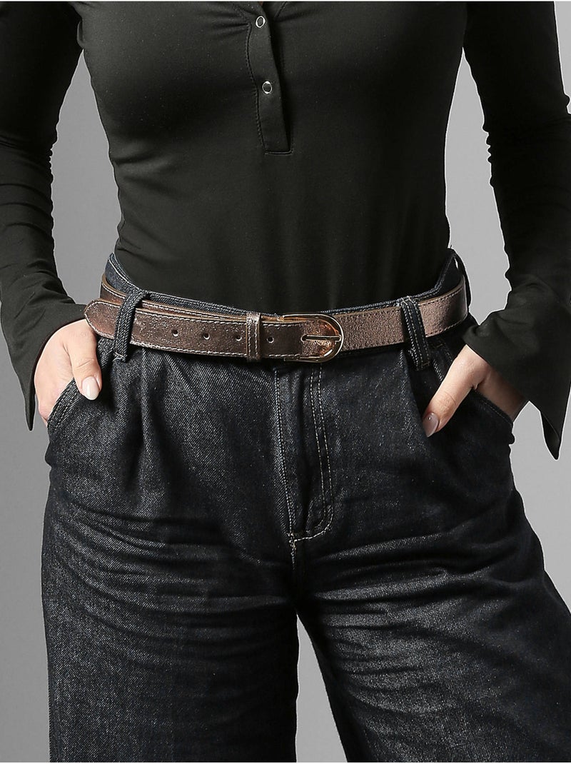 Ceinture réglable nine cuir milano cuir de vachette Bronze - Kiabi