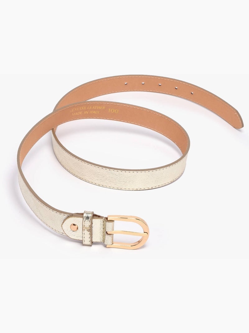 Ceinture Réglable Nine Cuir Milano Cuir De Vachette Gris Argenté Gris - Kiabi
