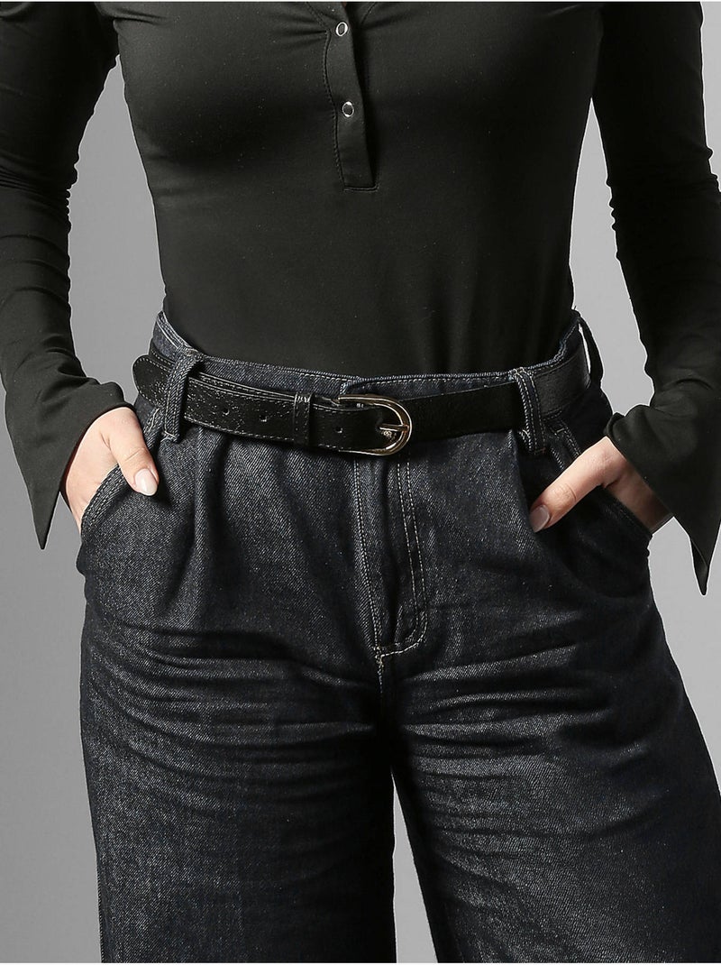 Ceinture réglable nine cuir milano cuir de vachette Noir Noir - Kiabi