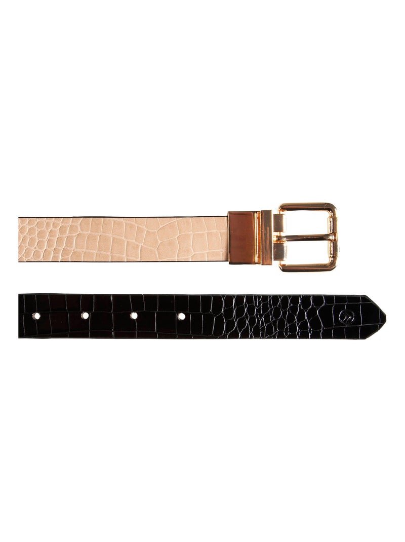 Ceinture reversible femme Isotoner Noir Beige - Kiabi