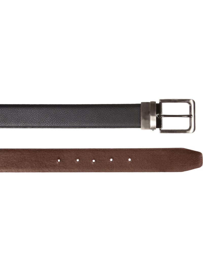 Ceinture réversible grainée homme Noir Marron Noir - Kiabi