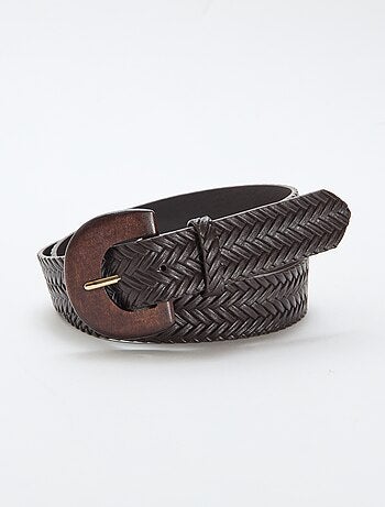 Ceinture tressée avec boucle en bois
