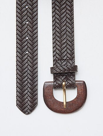 Ceinture tressée avec boucle en bois
