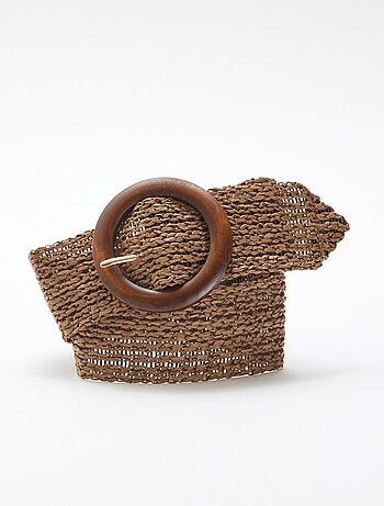 Ceinture tressée avec boucle en bois