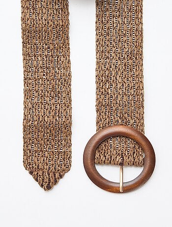 Ceinture tressée avec boucle en bois