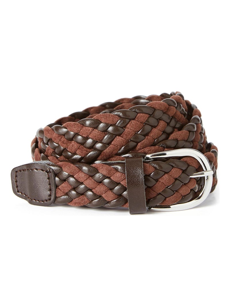 Ceinture tressée bicolore - Damart Marron - Kiabi