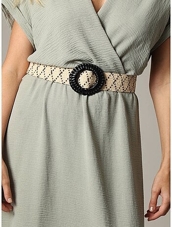 Ceinture tressée bicolore à motifs géométriques avec boucle décorative 'Deeluxe'