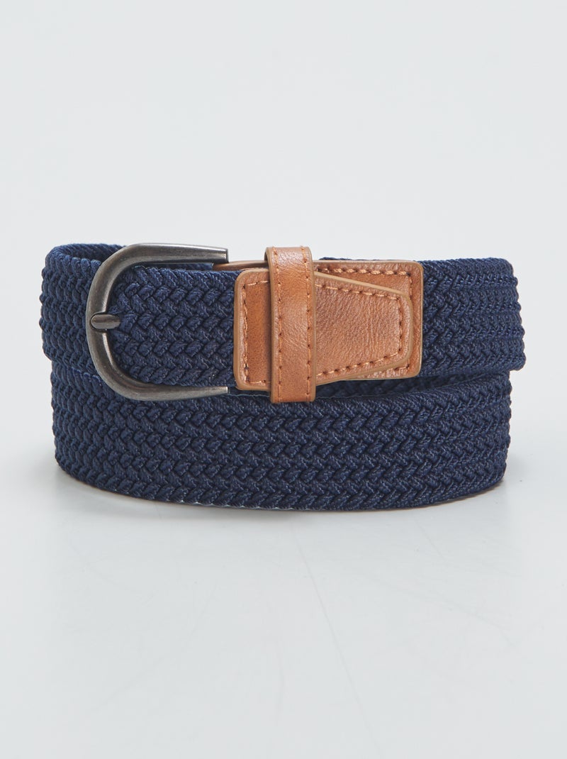 Ceinture tressée élastique Bleu - Kiabi