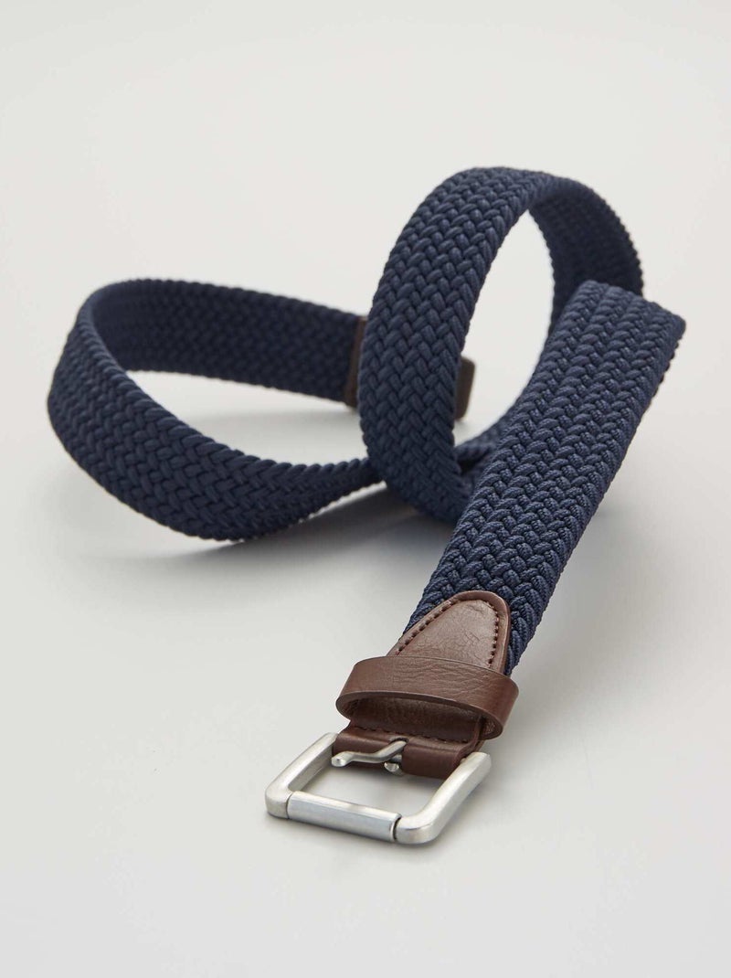 Ceinture tressée élastique bleu marine - Kiabi