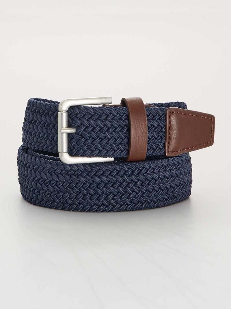 Ceinture tressée élastique Bleu - Kiabi