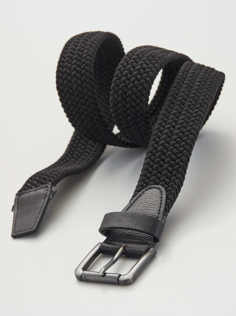 Ceinture tressée élastique noir - Kiabi