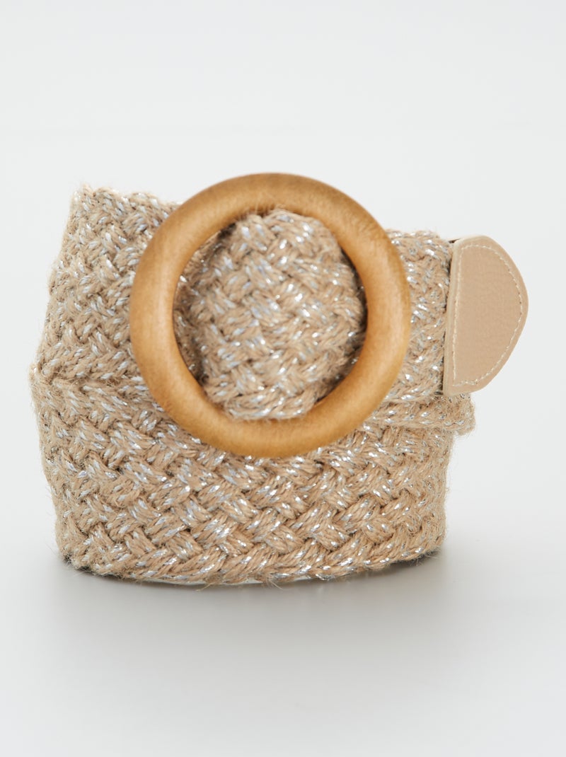 Ceinture tressée en jute beige/argenté - Kiabi