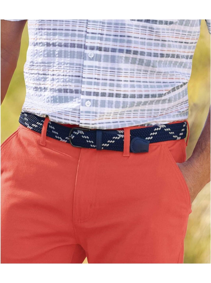 Ceinture Tressée Stretch Confort   - ATLAS FOR MEN Bleu marine - Kiabi