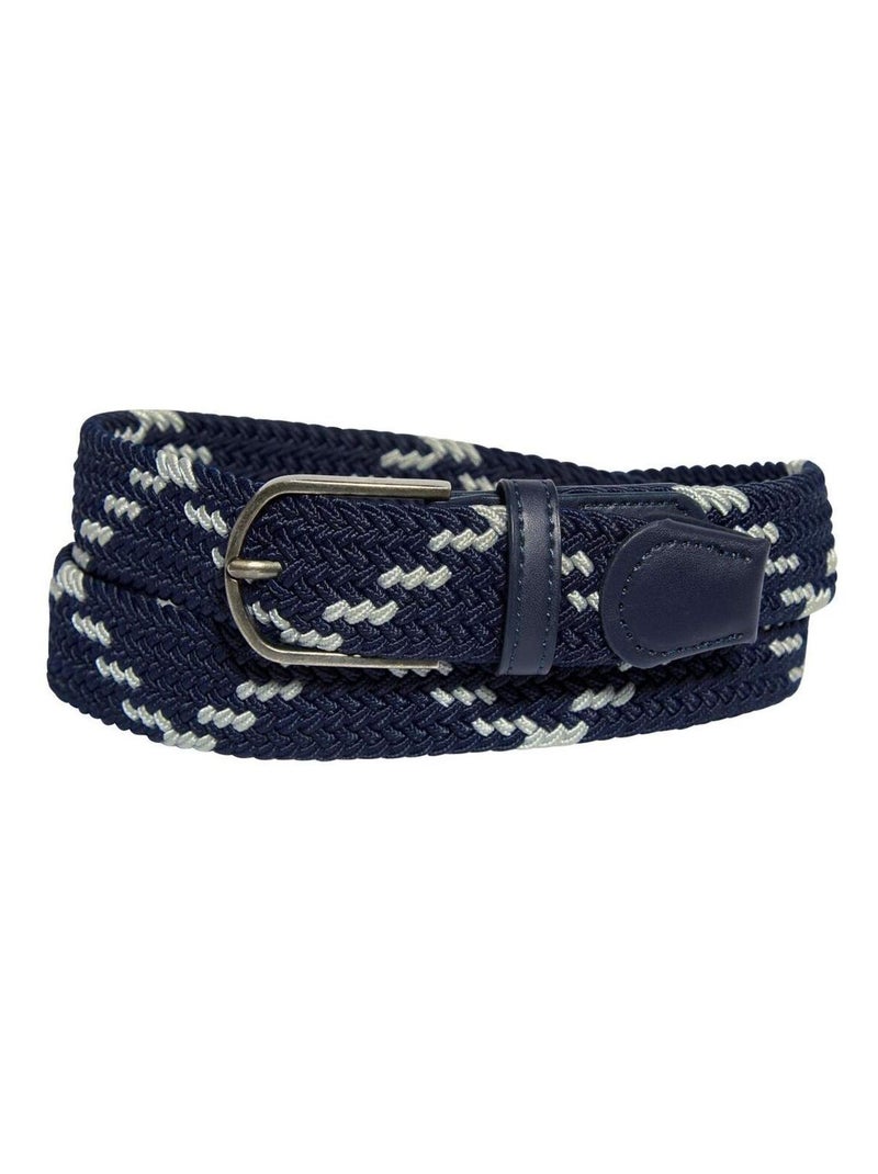 Ceinture Tressée Stretch Confort   - ATLAS FOR MEN Bleu marine - Kiabi