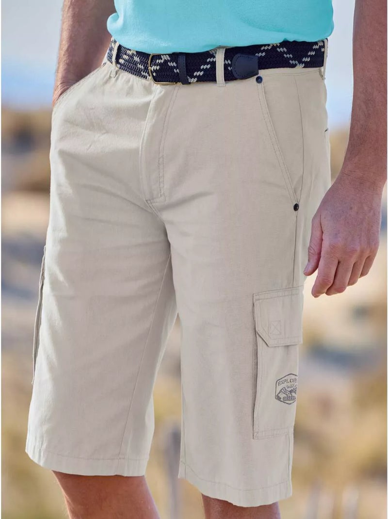 Ceinture Tressée Stretch Confort   - ATLAS FOR MEN Bleu marine - Kiabi