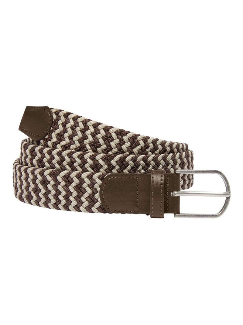 Ceinture Tressée Stretch Confort  - ATLAS FOR MEN Bleu Marron Blanc - Kiabi
