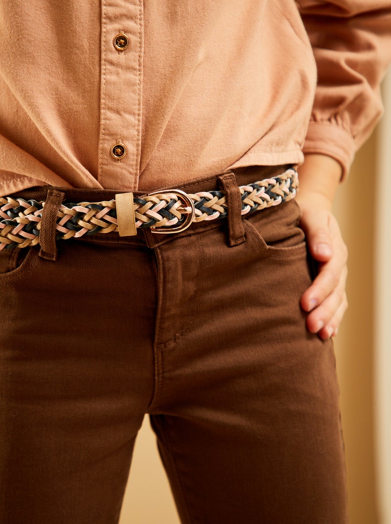 Ceinture tressée tricolore Beige - Kiabi
