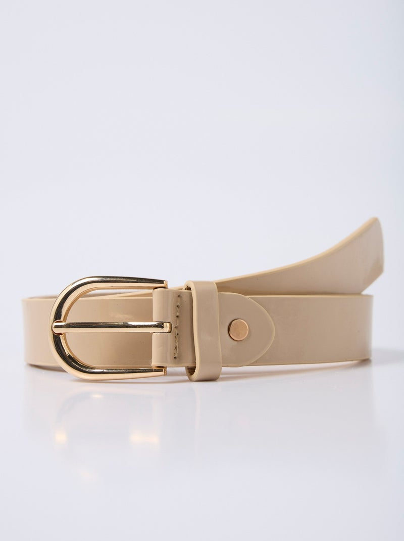 Ceinture vernie avec boucle métal Beige - Kiabi
