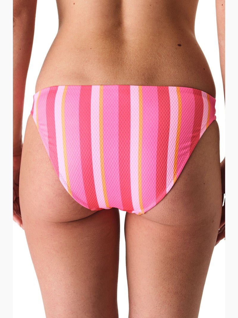 Celinda bas de bikini élégant à rayures texturées taille mi-haute penti Rose fluo - Kiabi