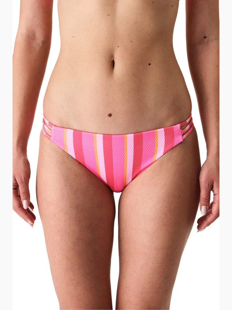Celinda bas de bikini élégant à rayures texturées taille mi-haute penti Rose fluo - Kiabi