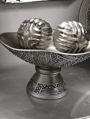 Centre de table en résine argentée et vieillie 17 cm