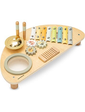 Centre Musical Enfant en Bois – Xylophone, Tambour et Jouet Éveil Sensoriel, Bébé 9 Mois+ Mamabrum