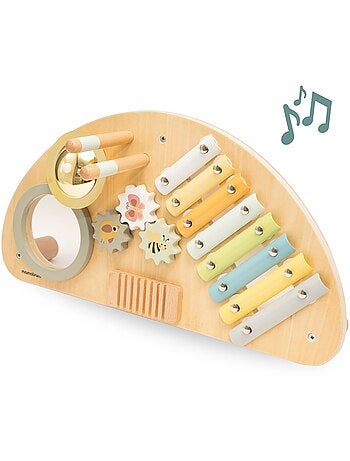 Centre Musical Enfant en Bois – Xylophone, Tambour et Jouet Éveil Sensoriel, Bébé 9 Mois+ Mamabrum