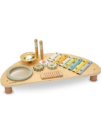 Centre Musical Enfant en Bois – Xylophone, Tambour et Jouet Éveil Sensoriel, Bébé 9 Mois+ Mamabrum