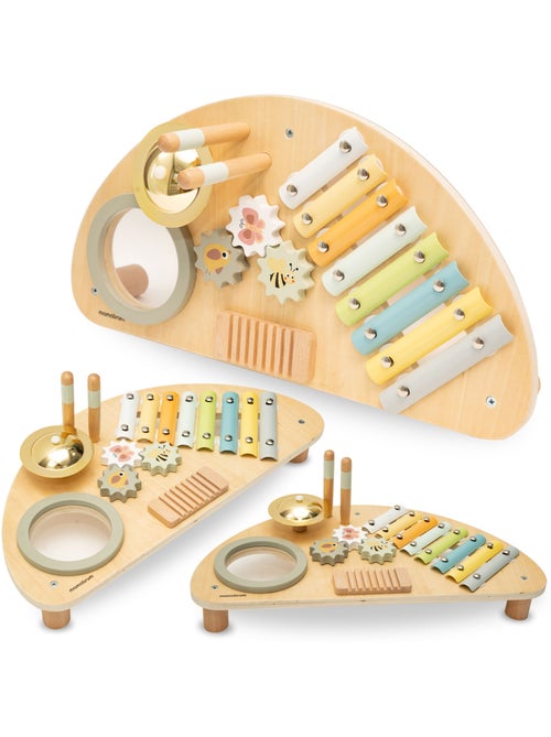 Centre Musical Enfant en Bois – Xylophone, Tambour et Jouet Éveil Sensoriel, Bébé 9 Mois+ Mamabrum - Kiabi