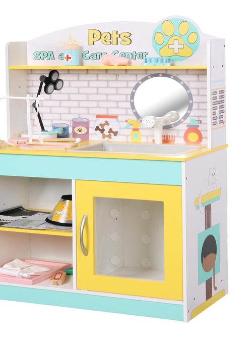 Centre Vétérinaire imitation jouet en bois pour 19 accessoires - Kiabi