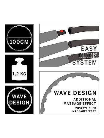 Cerceau de fitness Hula Hoop avec vagues de massage - gris/bleu ciel