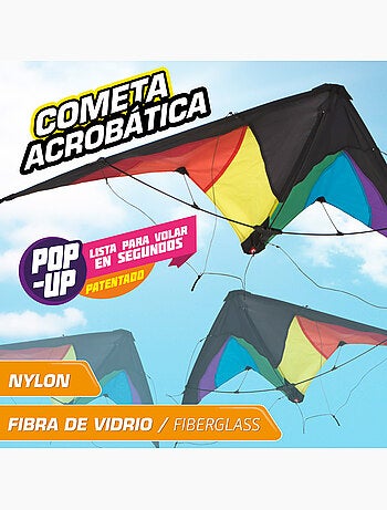 Cerf-volant d'acrobatie pop-up magic 125x72 cm - couleur arc-en-ciel