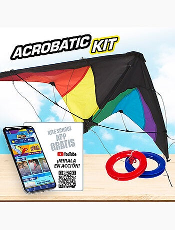 Cerf-volant d'acrobatie pop-up magic 125x72 cm - couleur arc-en-ciel