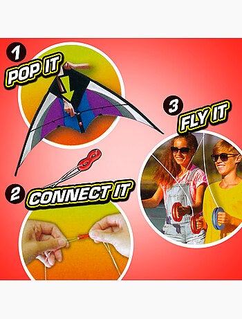 Cerf-volant d'acrobatie pop-up magic 125x72 cm - couleur arc-en-ciel