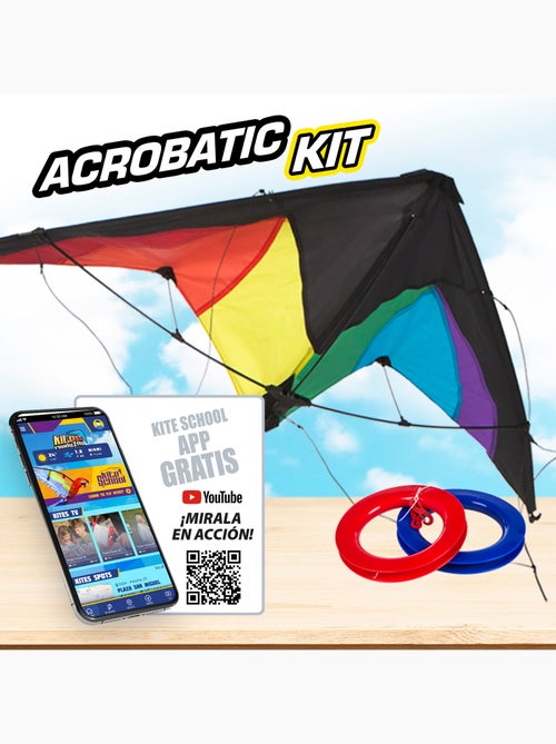 Cerf-volant d'acrobatie pop-up magic 125x72 cm - couleur arc-en-ciel - Kiabi