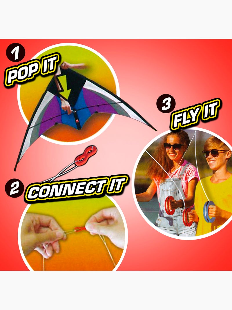 Cerf-volant d'acrobatie pop-up magic 125x72 cm - couleur arc-en-ciel N/A - Kiabi