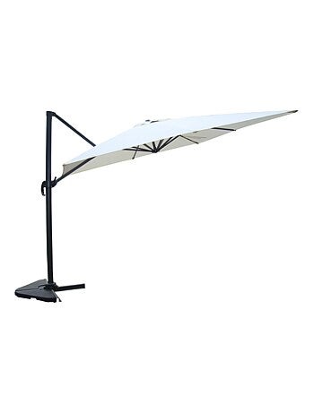 CESARE - Parasol rectangulaire 3x4 déporté rotatif marron en aluminium